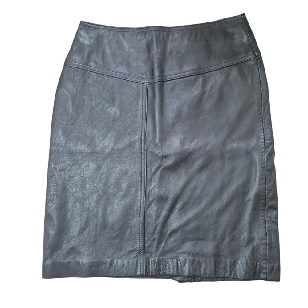 The Limited Vintage 90s Black Leather Mini Pencil Skirt Size 8
